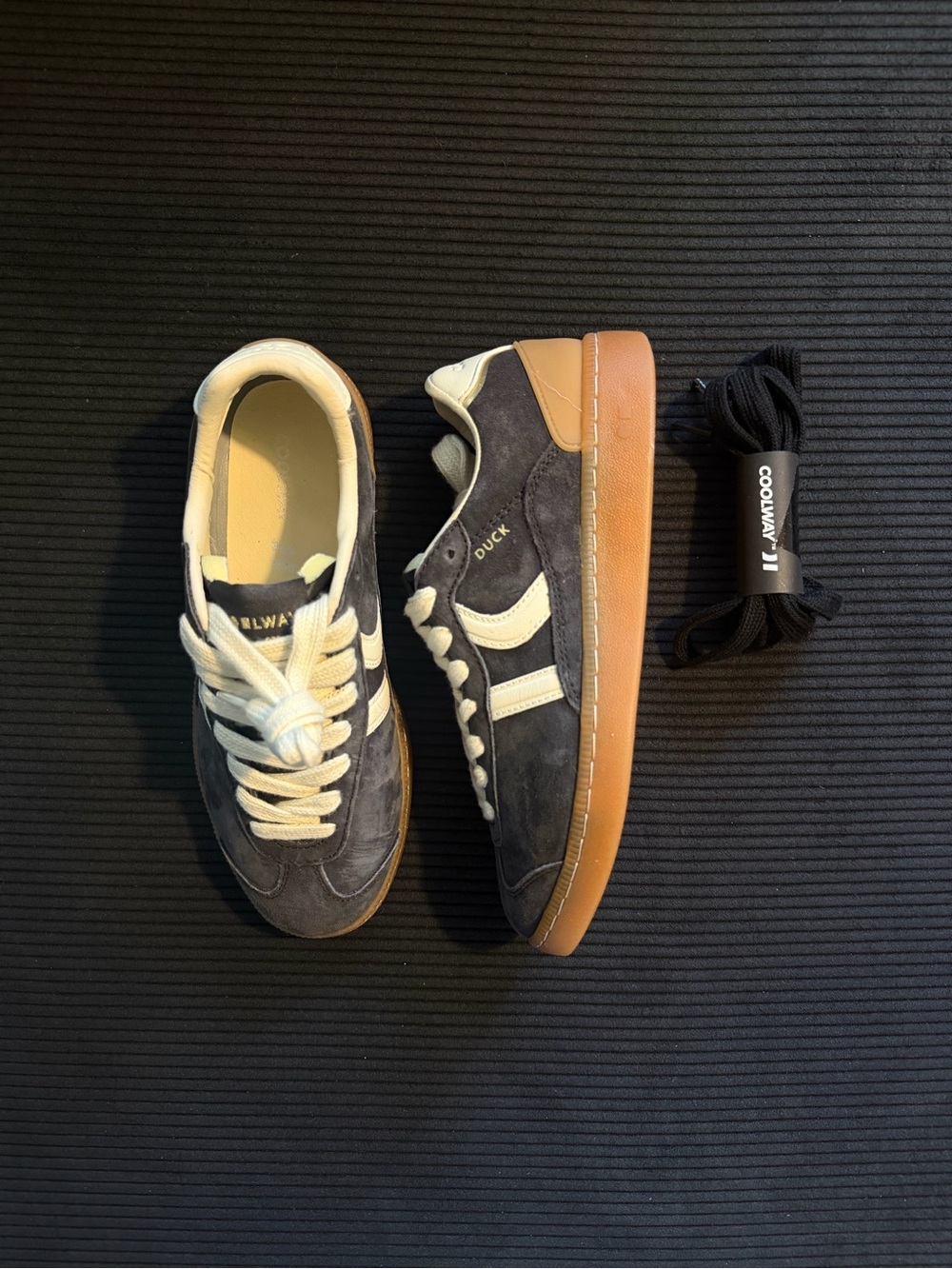 Coolway Navy Suede Sneakers with Cream Accents